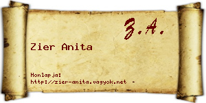 Zier Anita névjegykártya